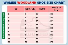 woodland shoes size chart in india