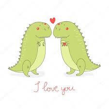 funny dinosaurs in love stock vector