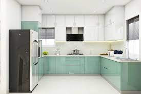 modular kitchen design with light green