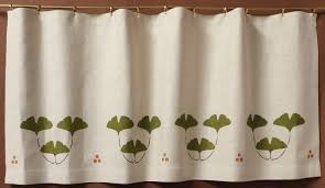 flax canvas curtain w 4 ginkgo stencils