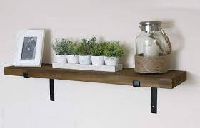 100cm Rustic Wooden Wall Shelf With 2