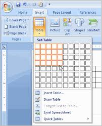 Word 2007 Working With Tables