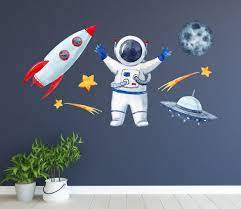 Astronaut Rocket Wall Decal Space Wall