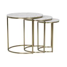 Elle Round Marble Nest Of 3 Tables