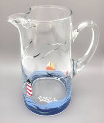 Sailboat Themed Glass Pitcher Hand