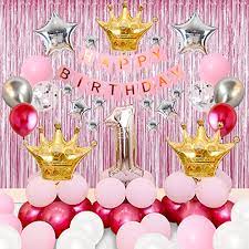 happy birthday banner crown balloons