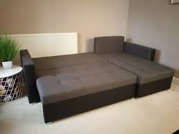 Grey Black L Shaped Corner Sofa Bed 2