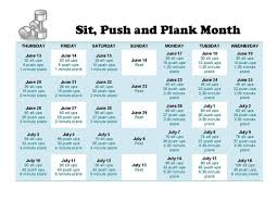 Sit Push Plank Month Plank Challenge Wellness Fitness 30