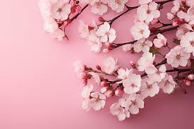 cherry blossoms on pink background top