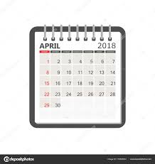 April 2018 Calendar Calendar Notebook Page Template Week Start