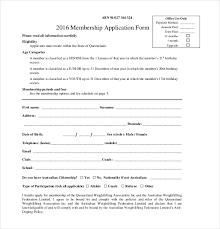 Membership Application Template 16 Free Word Pdf