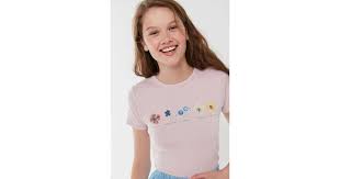 Urban Outfitters Pink Uo Flower Print Baby T Shirt