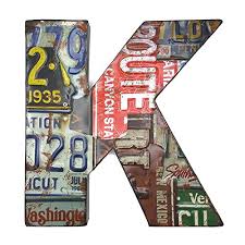 66retro 13 Metal Letters K With License