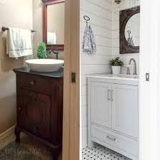 To keep things modern, design with simplicity and functionality in mind. A Tiny Bathroom Reveal With Modern Farmhouse Style Diy Beautify Creating Beauty At Home
