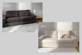ikea sofa transformation with linen