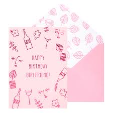 A6 Greeting Card Happy Birthday Girlfriend Pink