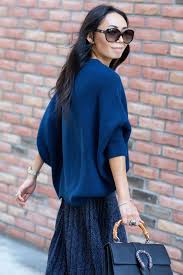 Cara Cashmere Poncho Sweater Blue Autumn Cashmere