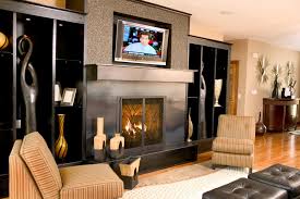 modern fireplace design with tv above