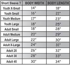 Youth Small Size Chart Shirt Rldm