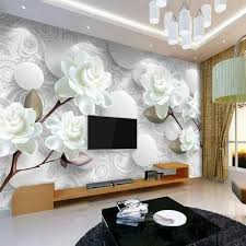 White Designer Living Room Wallpaper At