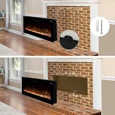 50 L Wall Mounted Or Recessed Electric Fireplace With 9 Color Flames Faux Log Crystal Decorated