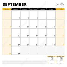 Calendar Planner For September 2019 Stationery Design Template