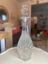 Tall Tulip Shaped Glass Decanter With