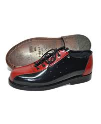 Red And Black Grained Leather Bowling Shoe Steelground