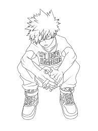 My hero academia coloring pages characters sketch maybe you also like coloring pages are funny for all ages kids to develop focus motor skills creativity and color recognition. Printable Katsuki Bakugo Coloring Pages Anime Coloring Pages