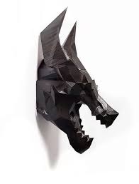 3d Printed Geometric Dragon Head For