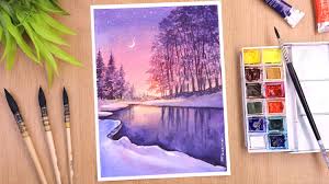 watercolor landscape painting of