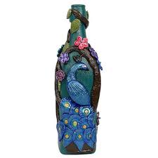 Hand Made Peacock Bottle Vase Clay Art