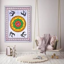 Om Chakra Cotton Tapestry Wall Hanging