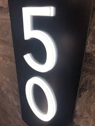 Custom Vertical Led Address Sign Plaque With 4 White Etsy In 2020 Custom House Numbers Address Sign Plaque Sign