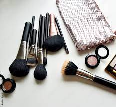 makeup brushes and cosmetics stock