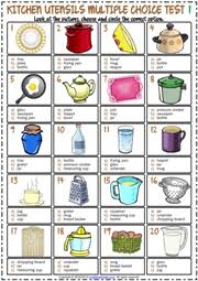kitchen utensils esl voary worksheets