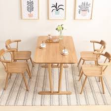 It can be integrated into a nook with low benches surrounding it. Japanese Style Solid Wood Dining Table And Chair Combination All White Oak A Table With Four