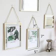 Gold Hanging Glass Photo Frame Double