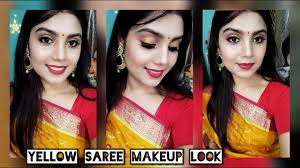 yellow saree makeup look look 4