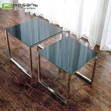 modern square tempered glass top coffee