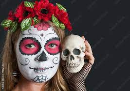 with calavera mexicana makeup mask