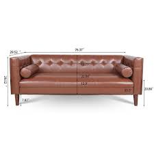 Faux Leather Straight Tuxedo Sofa