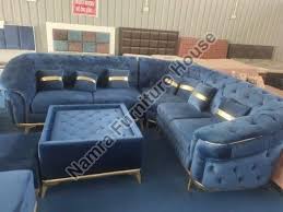 whole blue l shape sofa set
