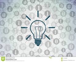Finance Concept Light Bulb On Digital Data Paper Background