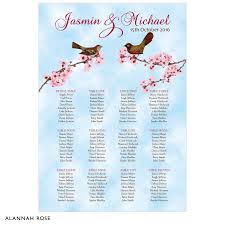Cherry Blossom Birds Guest Seating Chart