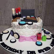 makeup theme fondant birthday cake