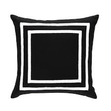Double Border Black White Outdoor Pillow