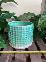ceramic plant pot pale turqoise the