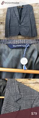 Burberrys Suit Jacket Burberry Plaid Gray Suit Jacket No