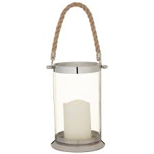 Glass Lantern With Rope Handle Small